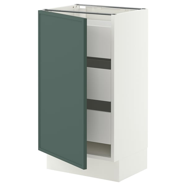 SEKTION / MAXIMERA Base cabinet with 1 door/3 drawers, white/Aspudden dark gray-green, 18x15x30 "