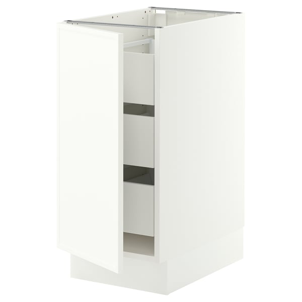 SEKTION / MAXIMERA Base cabinet with 1 door/3 drawers, white/Aspudden matte white, 15x24x30 "