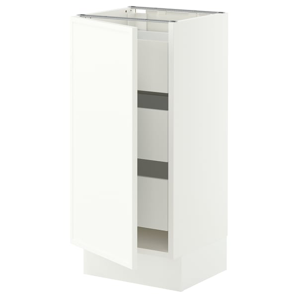 SEKTION / MAXIMERA Base cabinet with 1 door/3 drawers, white/Aspudden matte white, 15x15x30 "