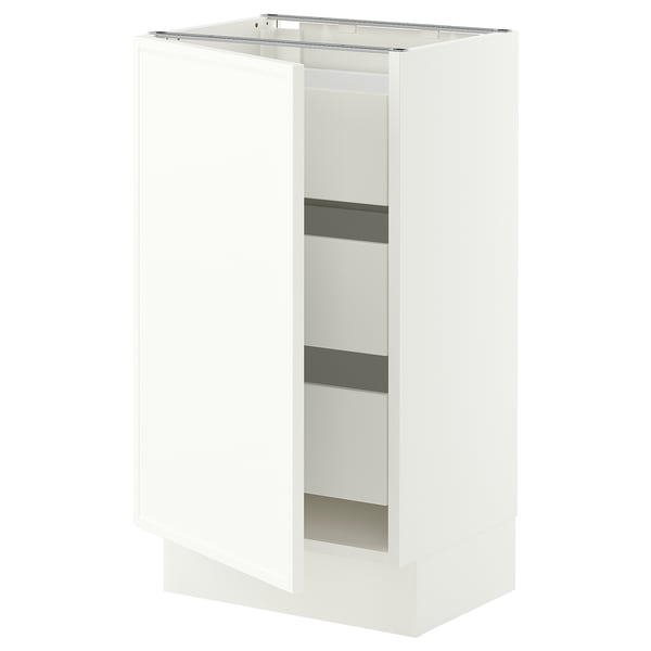 SEKTION / MAXIMERA Base cabinet with 1 door/3 drawers, white/Aspudden matte white, 18x15x30 "