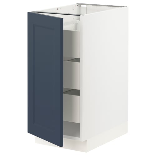 Ikea SEKTION cabinet, white, blue door, rectangular, modern design.
