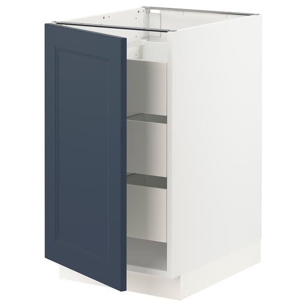 SEKTION / MAXIMERA Base cabinet with 1 door/3 drawers, white Axstad/matte blue, 18x24x30 "