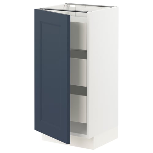 SEKTION kitchen cabinet in blue with white frame, rectangular, multi-shelf design.