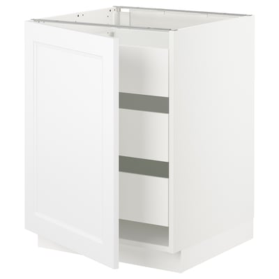 SEKTION / MAXIMERA Base cabinet with 1 door/3 drawers, white/Axstad matte white, 24x24x30 "