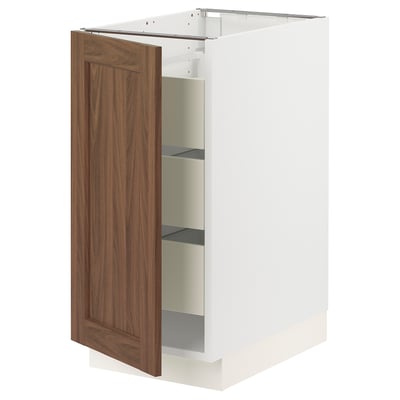 SEKTION / MAXIMERA Base cabinet with 1 door/3 drawers, white Enköping/brown walnut effect, 15x24x30 "