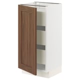 SEKTION / MAXIMERA Base cabinet with 1 door/3 drawers, white Enköping/brown walnut effect, 15x15x30 "