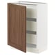 SEKTION / MAXIMERA Base cabinet with 1 door/3 drawers, white Enköping/brown walnut effect, 24x15x30 "