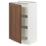SEKTION / MAXIMERA Base cabinet with 1 door/3 drawers, white Enköping/brown walnut effect, 18x15x30 "