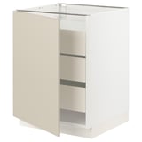 SEKTION / MAXIMERA Base cabinet with 1 door/3 drawers, white/Havstorp beige, 24x24x30 "