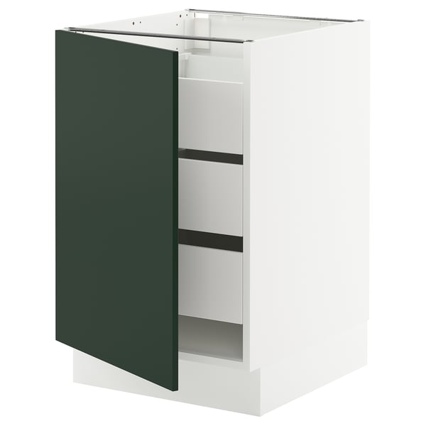 SEKTION / MAXIMERA Base cabinet with 1 door/3 drawers, white/Havstorp deep green, 21x24x30 "