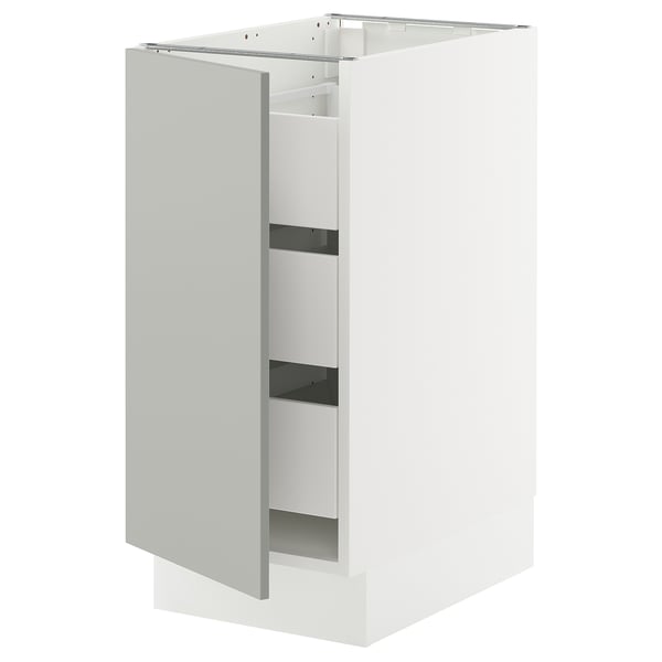 SEKTION / MAXIMERA Base cabinet with 1 door/3 drawers, white/Havstorp light gray, 15x24x30 "