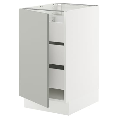 SEKTION / MAXIMERA Base cabinet with 1 door/3 drawers, white/Havstorp light gray, 18x24x30 "