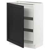 SEKTION / MAXIMERA Base cabinet with 1 door/3 drawers, white/Lerhyttan black stained, 24x15x30 "
