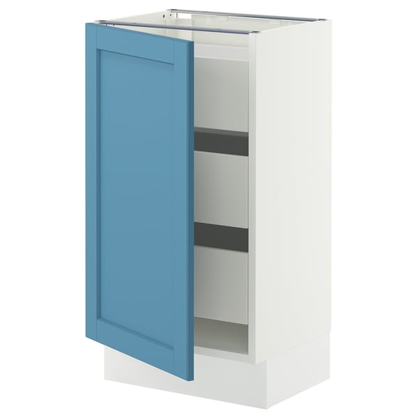 SEKTION / MAXIMERA Base cabinet with 1 door/3 drawers, white/Lerhyttan blue, 18x15x30 "