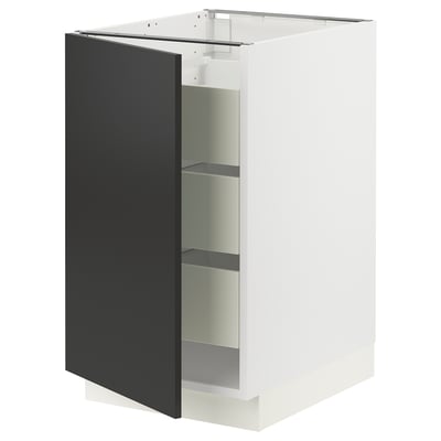 SEKTION / MAXIMERA Base cabinet with 1 door/3 drawers, white/Nickebo matte anthracite, 18x24x30 "