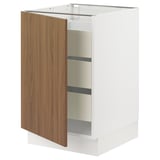 SEKTION / MAXIMERA Base cabinet with 1 door/3 drawers, white/Tistorp brown walnut effect, 21x24x30 "