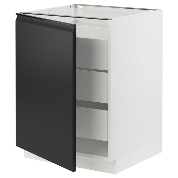 SEKTION / MAXIMERA Base cabinet with 1 door/3 drawers, white/Upplöv matte anthracite, 24x24x30 "