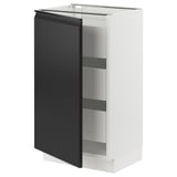 SEKTION / MAXIMERA Base cabinet with 1 door/3 drawers, white/Upplöv matte anthracite, 18x15x30 "