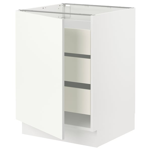 SEKTION / MAXIMERA Base cabinet with 1 door/3 drawers, white/Vallstena white, 24x24x30 "