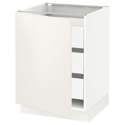 SEKTION / MAXIMERA Base cabinet with 1 door/3 drawers, white/Veddinge white, 24x24x30 "