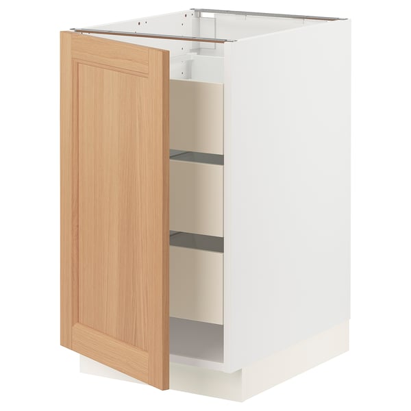 SEKTION / MAXIMERA Base cabinet with 1 door/3 drawers, white/Vedhamn oak, 18x24x30 "