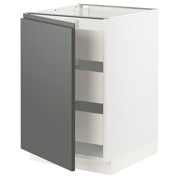 SEKTION / MAXIMERA Base cabinet with 1 door/3 drawers, white/Voxtorp dark gray, 21x24x30 "