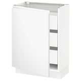 SEKTION / MAXIMERA Base cabinet with 1 door/3 drawers, white/Voxtorp matte white, 24x15x30 "