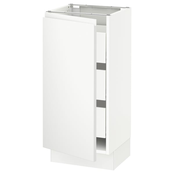SEKTION / MAXIMERA Base cabinet with 1 door/3 drawers, white/Voxtorp matte white, 15x15x30 "