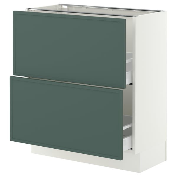 SEKTION / MAXIMERA Base cabinet with 2 drawers, white/Aspudden dark gray-green, 30x15x30 "