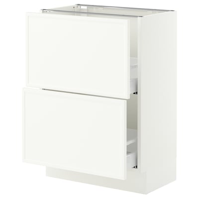 SEKTION / MAXIMERA Base cabinet with 2 drawers, white/Aspudden matte white, 24x15x30 "