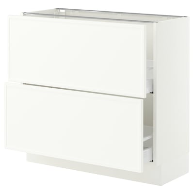 SEKTION / MAXIMERA Base cabinet with 2 drawers, white/Aspudden matte white, 36x15x30 "