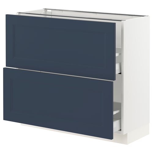 SEKTION kitchen unit, blue, 2-drawer cabinet, white frame, rectangular design.