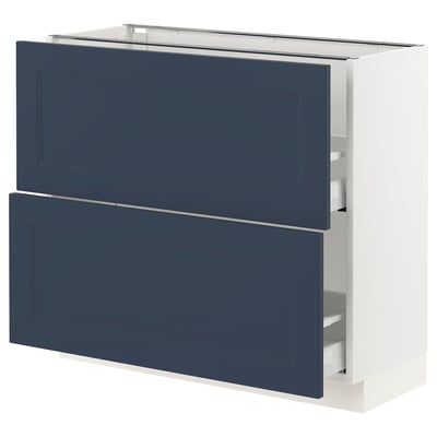 SEKTION / MAXIMERA Base cabinet with 2 drawers, white Axstad/matte blue, 36x15x30 "