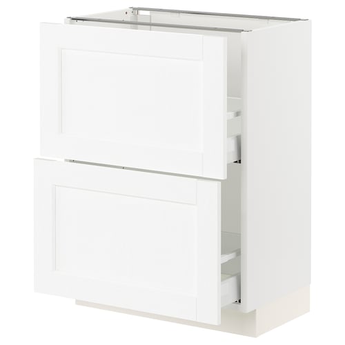 A white SEKTION kitchen cabinet with shaker-style doors and drawers. It a sleek, rectangular design with a modern look.