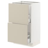 SEKTION / MAXIMERA Base cabinet with 2 drawers, white/Havstorp beige, 18x15x30 "