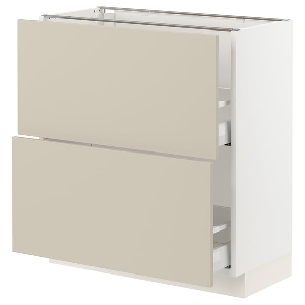 SEKTION / MAXIMERA Base cabinet with 2 drawers, white/Havstorp beige, 30x15x30 "