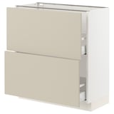 SEKTION / MAXIMERA Base cabinet with 2 drawers, white/Havstorp beige, 30x15x30 "
