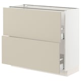SEKTION / MAXIMERA Base cabinet with 2 drawers, white/Havstorp beige, 36x15x30 "