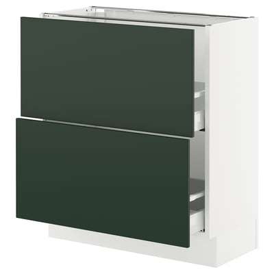 SEKTION / MAXIMERA Base cabinet with 2 drawers, white/Havstorp deep green, 30x15x30 "