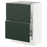 SEKTION / MAXIMERA Base cabinet with 2 drawers, white/Havstorp deep green, 24x15x30 "