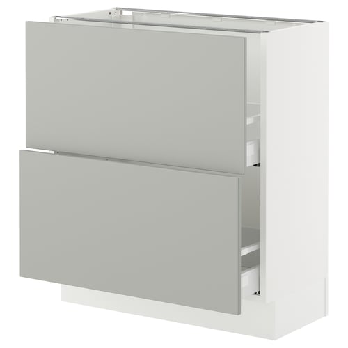 Grey ikea SEKTION kitchen cabinet, 2 sections - drawer & shelves, modern design.