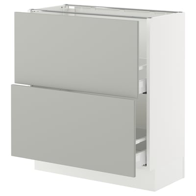 SEKTION / MAXIMERA Base cabinet with 2 drawers, white/Havstorp light gray, 30x15x30 "