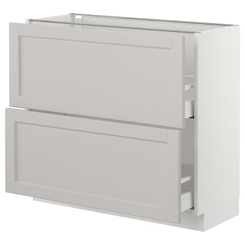 SEKTION kitchen cabinet in light grey with two drawers and one door, sleek and modern design.