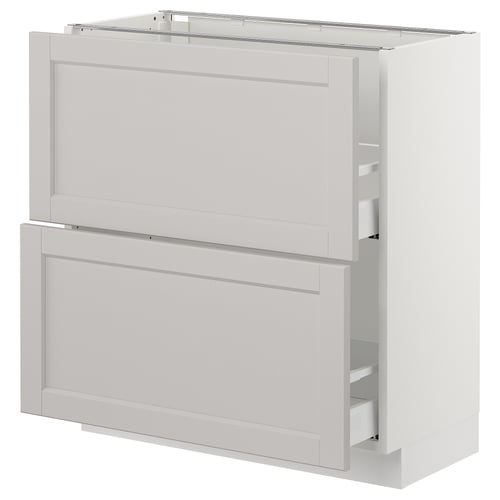 SEKTION kitchen cabinet in light grey with bevelled edges, featuring a rectangular shape and smooth-running drawers.
