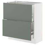 SEKTION / MAXIMERA Base cabinet with 2 drawers, white/Nickebo matte grey-green, 30x15x30 "