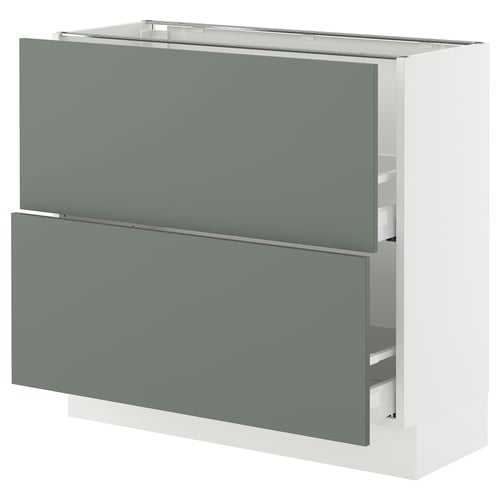 SEKTION kitchen unit in grey-green matte. Two drawers, rectangular shape, modern design.