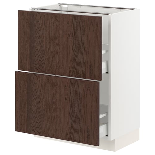Ikea SEKTION kitchen unit: dark brown, white, rectangular, wood grain finish, two drawers, modern design.