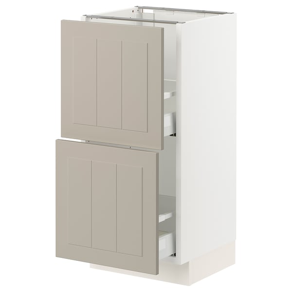 SEKTION / MAXIMERA Base cabinet with 2 drawers, white/Stensund beige, 15x15x30 "