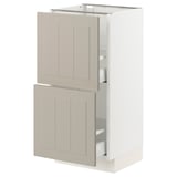 SEKTION / MAXIMERA Base cabinet with 2 drawers, white/Stensund beige, 15x15x30 "