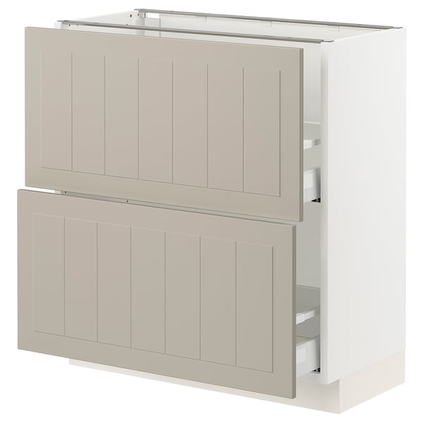 SEKTION / MAXIMERA Base cabinet with 2 drawers, white/Stensund beige, 30x15x30 "